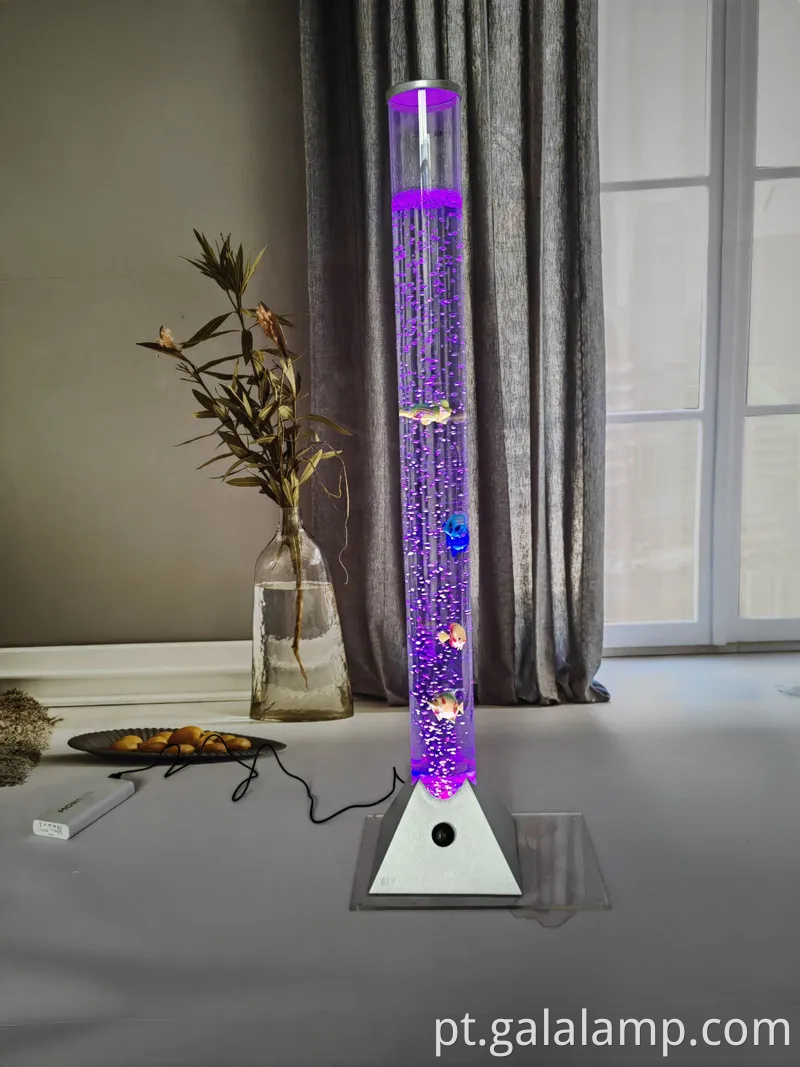 Aquário vibrante de bolha de fantasia LED com peixes coloridos e efeitos de luz